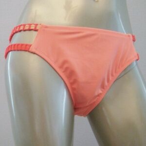 Nwt Victorias Secret Peach Double Banded Strappy Bikini Bottom Large L
